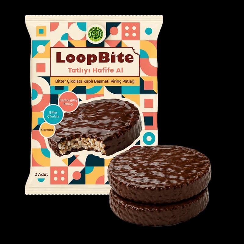 LoopBite Bitter Çikolata Kaplı Basmati Pirinç Patlağı